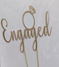 Picture of GOLD ENGAGED CAKE TOPPER 11 X 18CM
